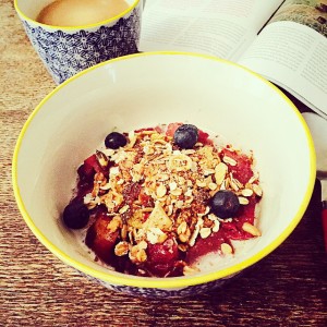 Stewed fruit & chia seed breakfast